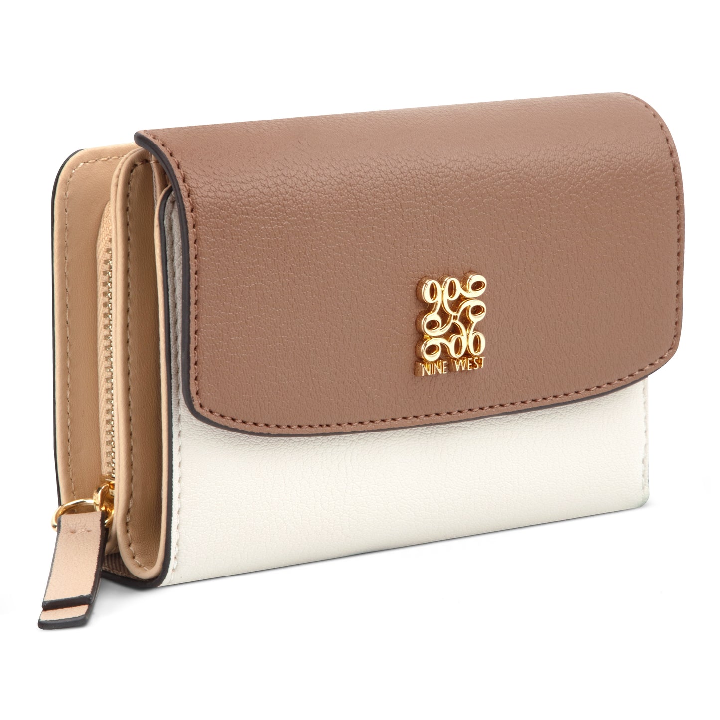 Billetera French Coen Blanco/Chocolate