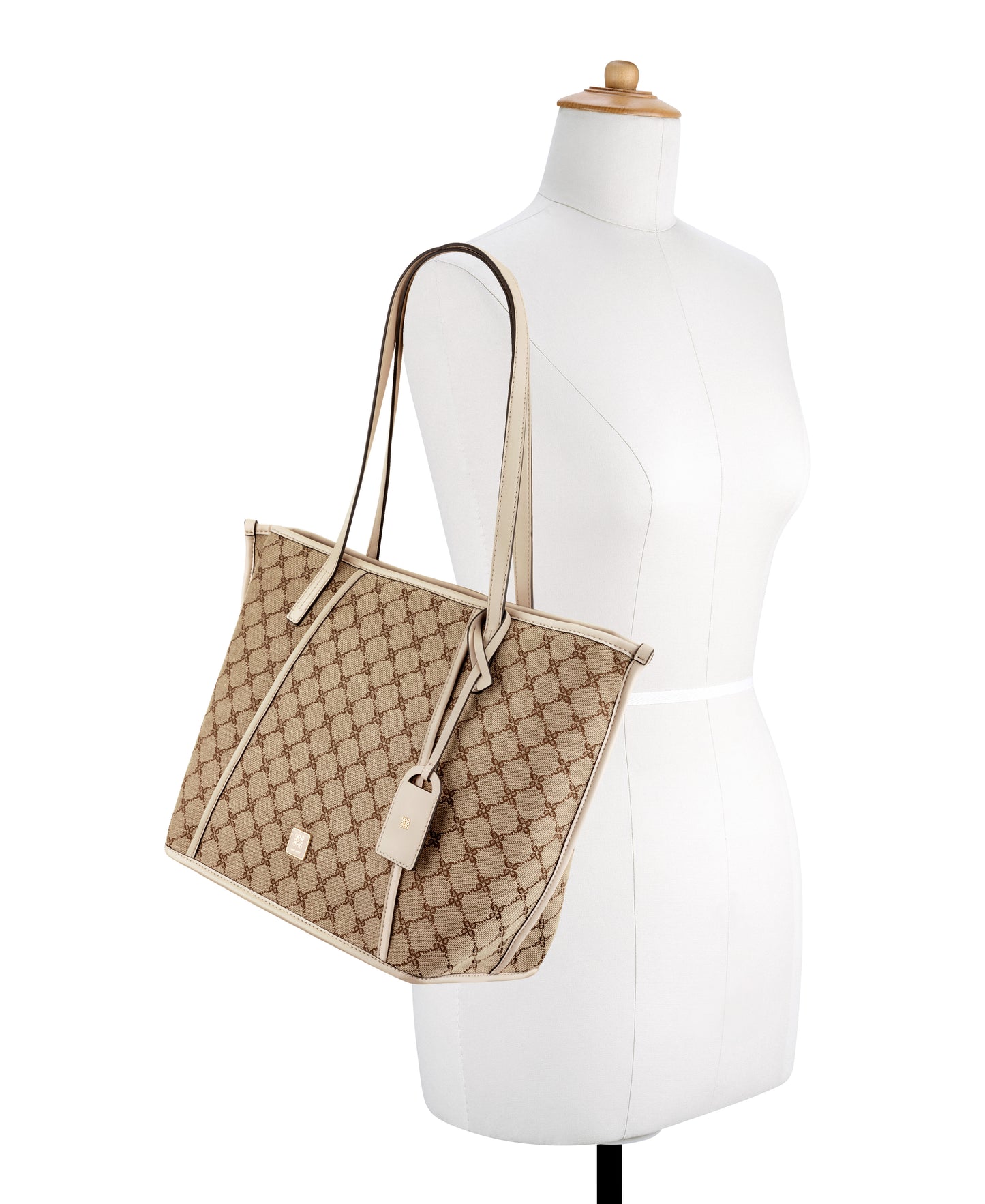 Cartera Nine West Quincie 3 Comp Tote-Mocha Logo/Beige