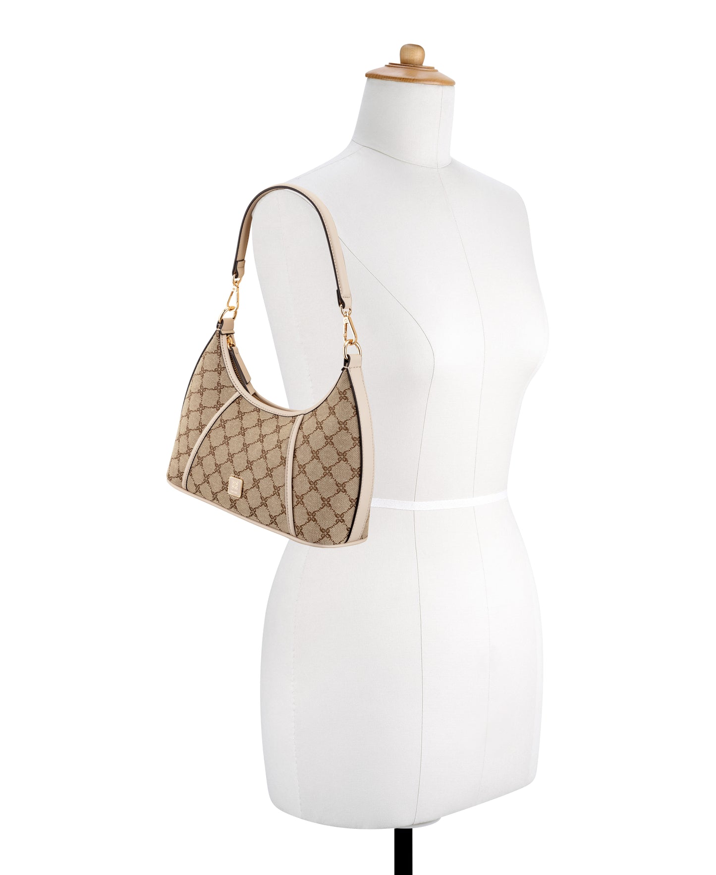 Cartera Nine West Quincie Convertible Shoulder-Mocha Logo/Beige
