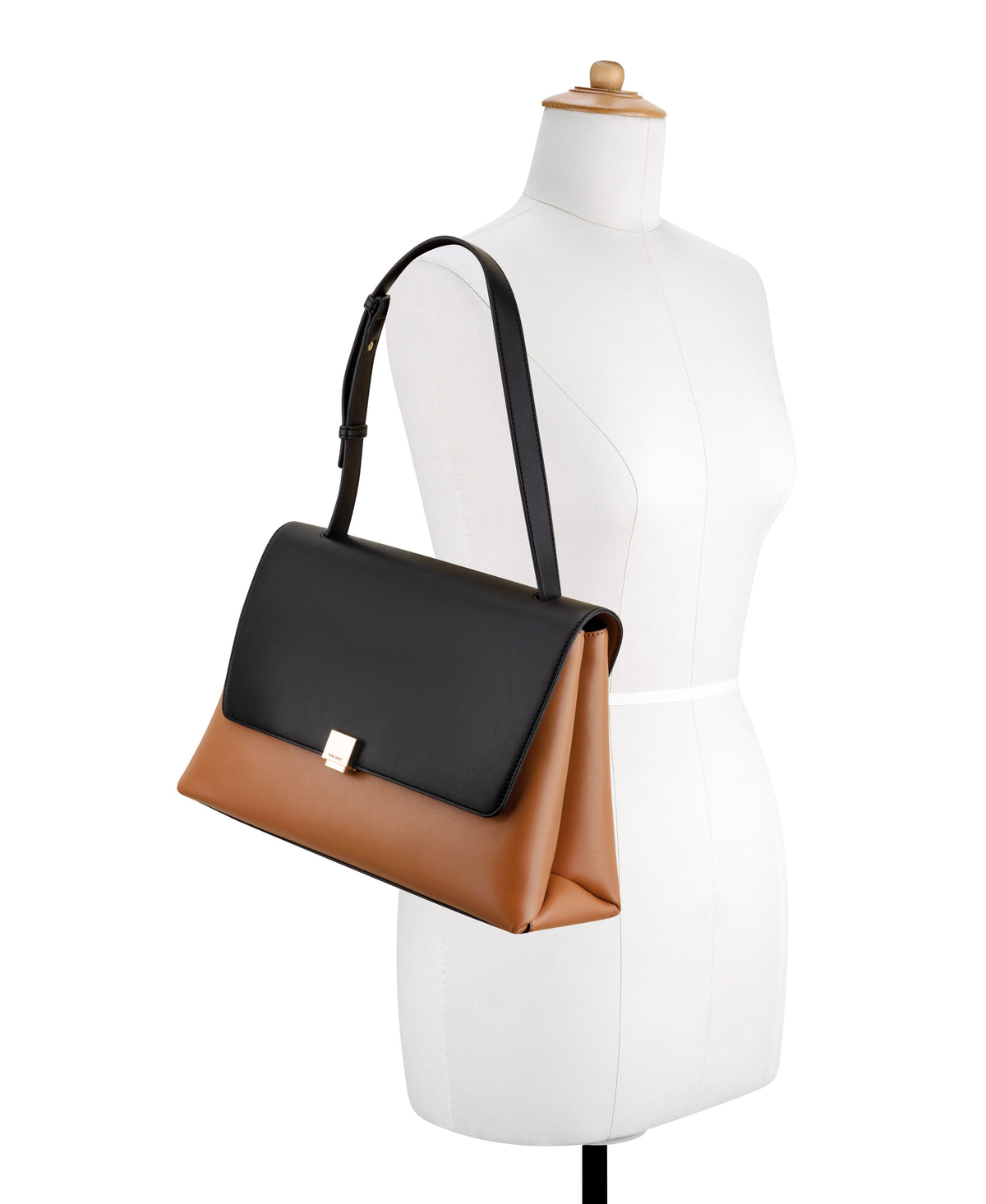 Cartera Nine West Elowyn Lrg Flap Shoulder Bag-Brandy/Black