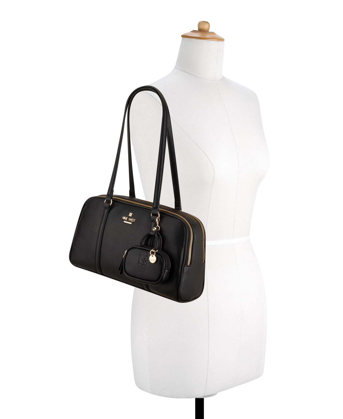 Cartera Nine West Alda Shoulder Satchel-Negro