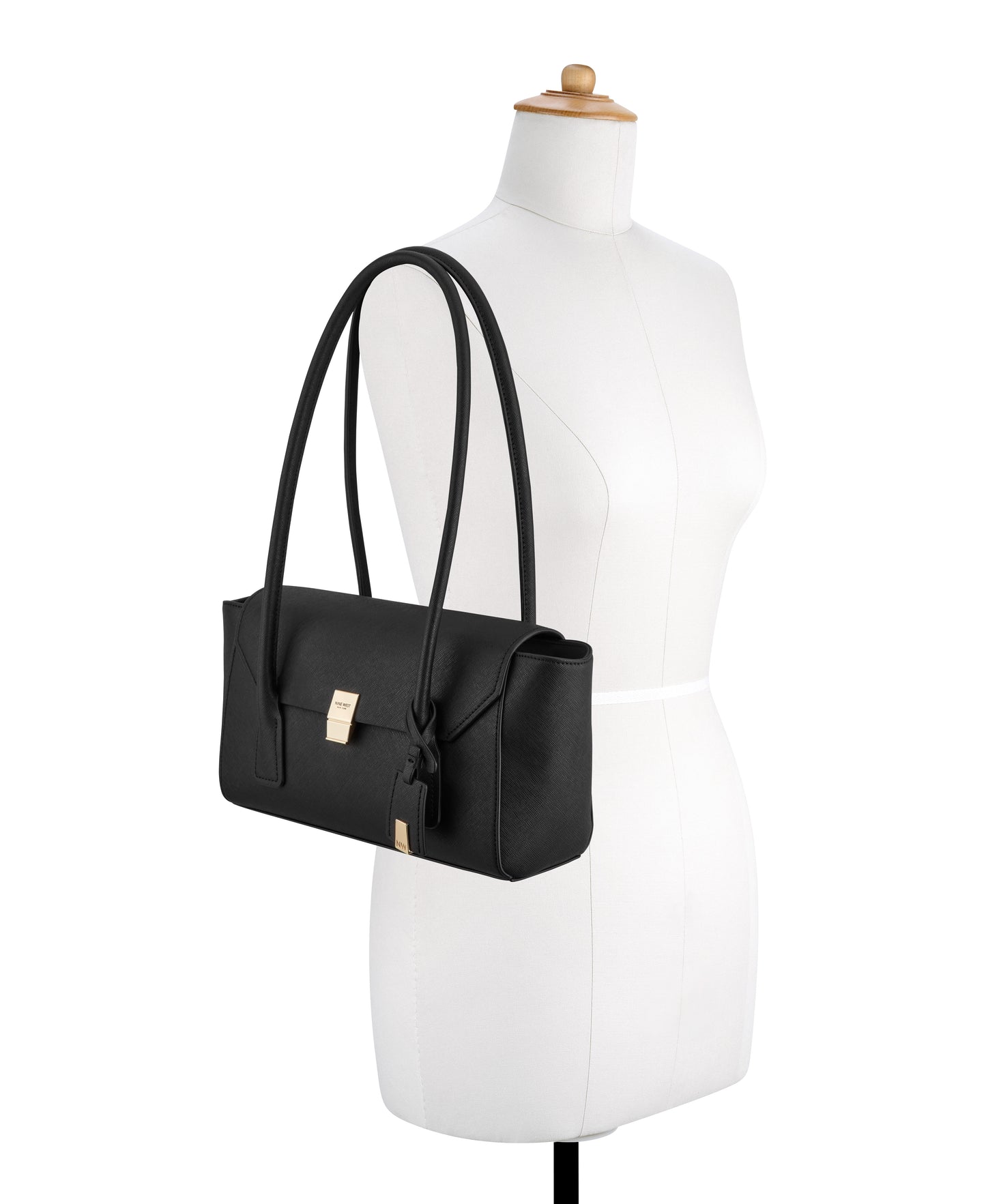 Cartera Nine West Zenia Shoulder Satchel-Black