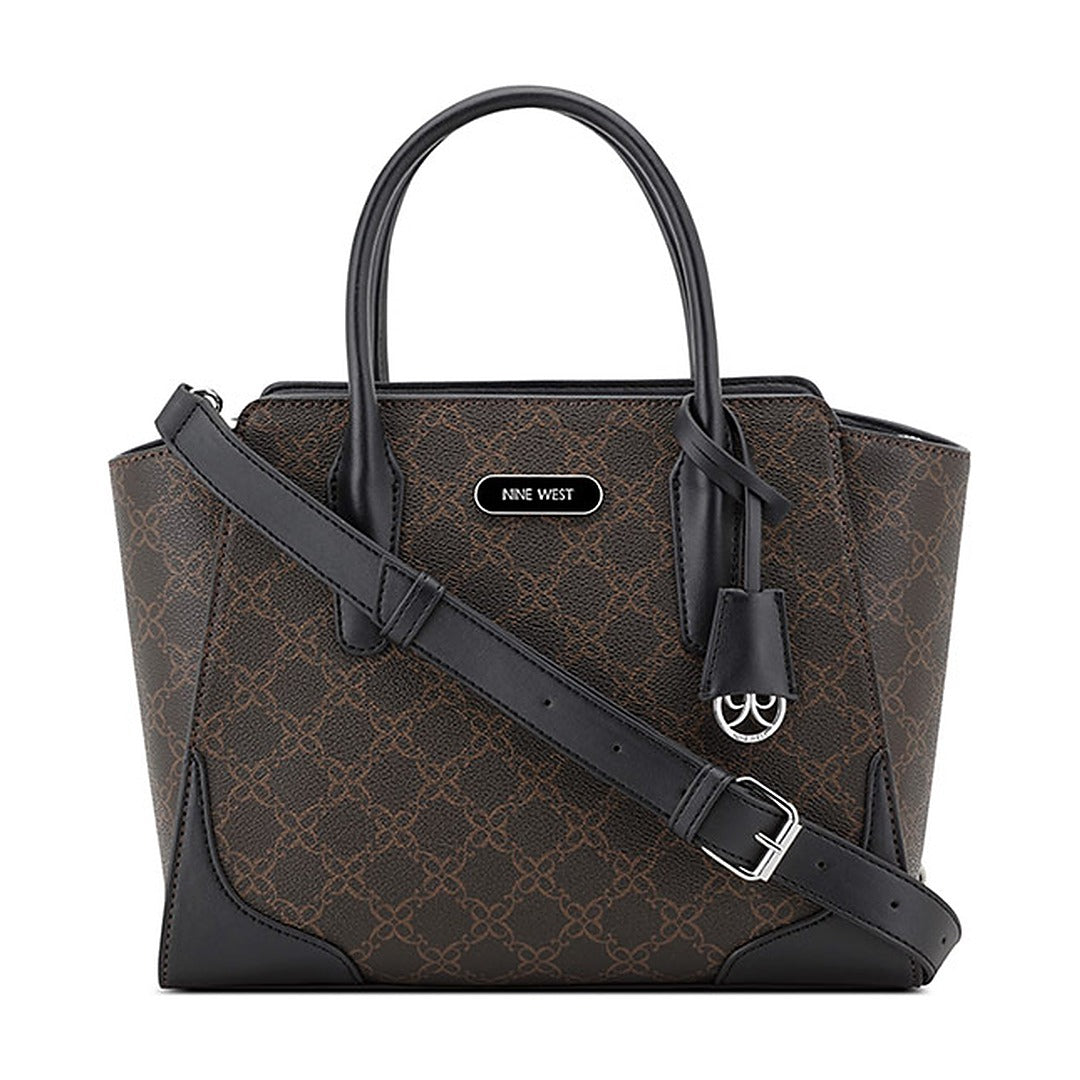 Cartera Nine West Satchel Blaise Brown Logo/Black
