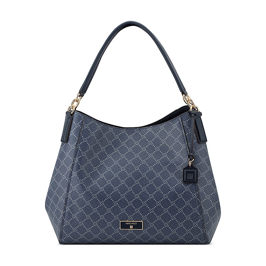 Cartera Nine West 3 Compartment Shoulder Bag Deacon Dark Denim Logo/Navy