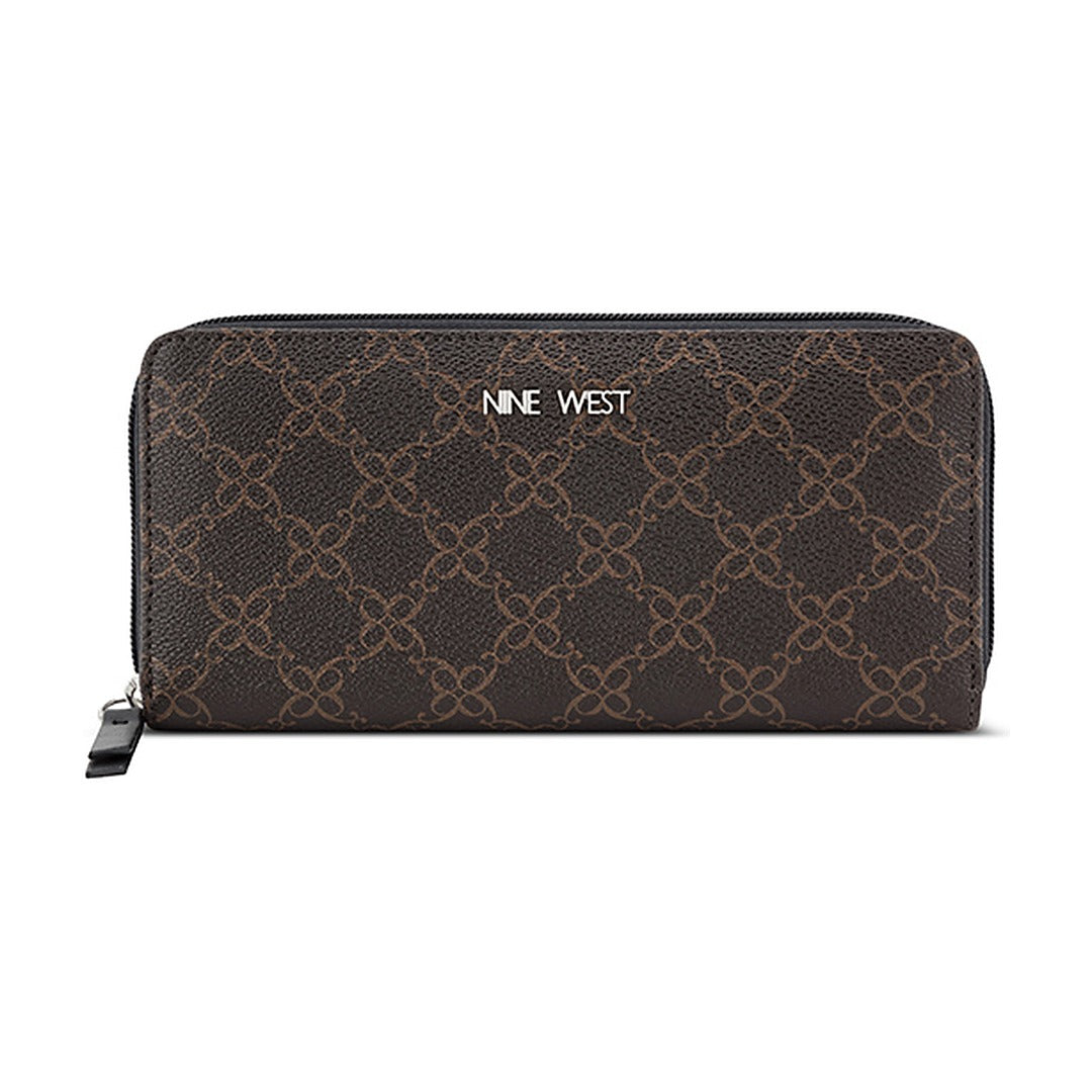Billetera Nine West SLG Boxed Large Zip Around Norah Brown Logo/Black
