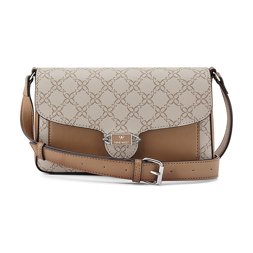 Cartera Nine West Flap Crossbody Orin Mushroom Logo/Toffee