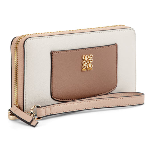 Billetera Zip Around Coen Blanco/Chocolate