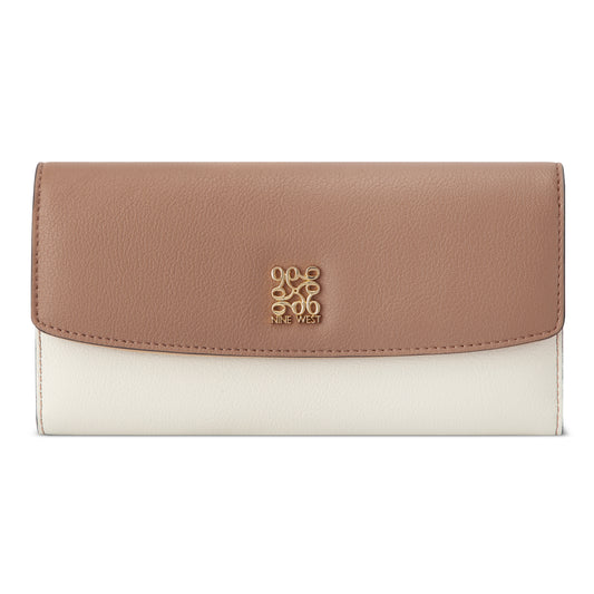 Billetera Check Coen Blanco/Chocolate