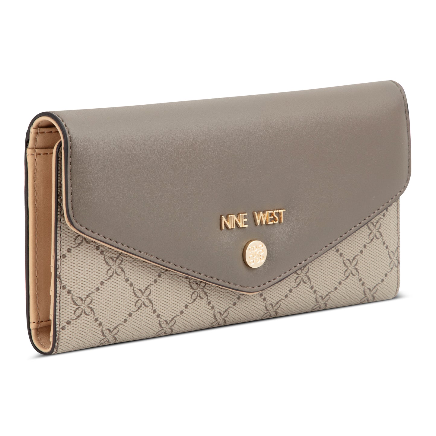 Billetera Check Caireann Crema/Gris