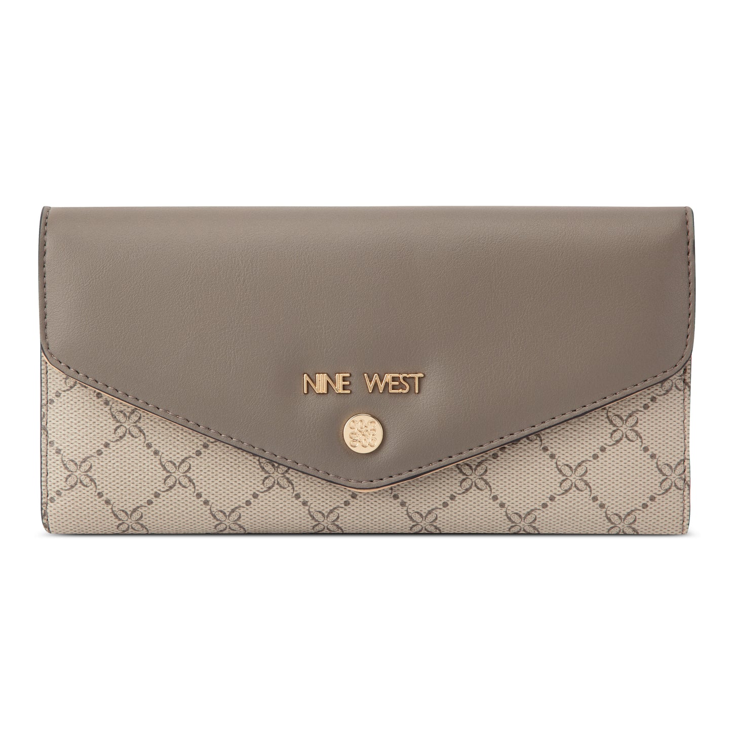 Billetera Check Caireann Crema/Gris