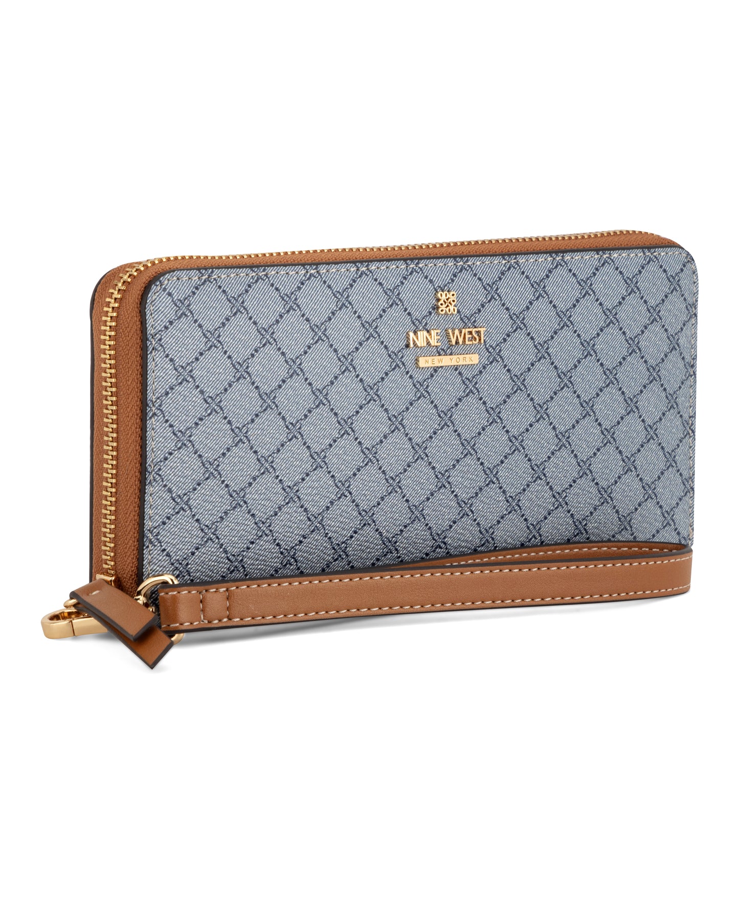 Cartera Nine West Luela Slg Zip Arnd Wrslt Wllt-Chambray Logo/Brandy