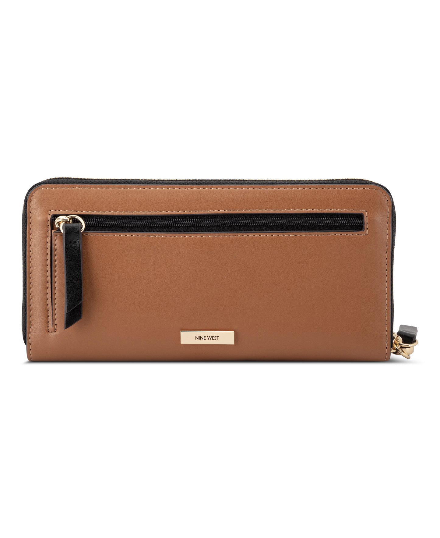 Cartera Nine West Elowyn Slg Zip Arnd Wrstlt Wlt-Brandy/Black