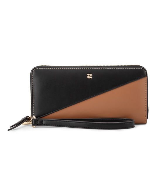Cartera Nine West Elowyn Slg Zip Arnd Wrstlt Wlt-Brandy/Black