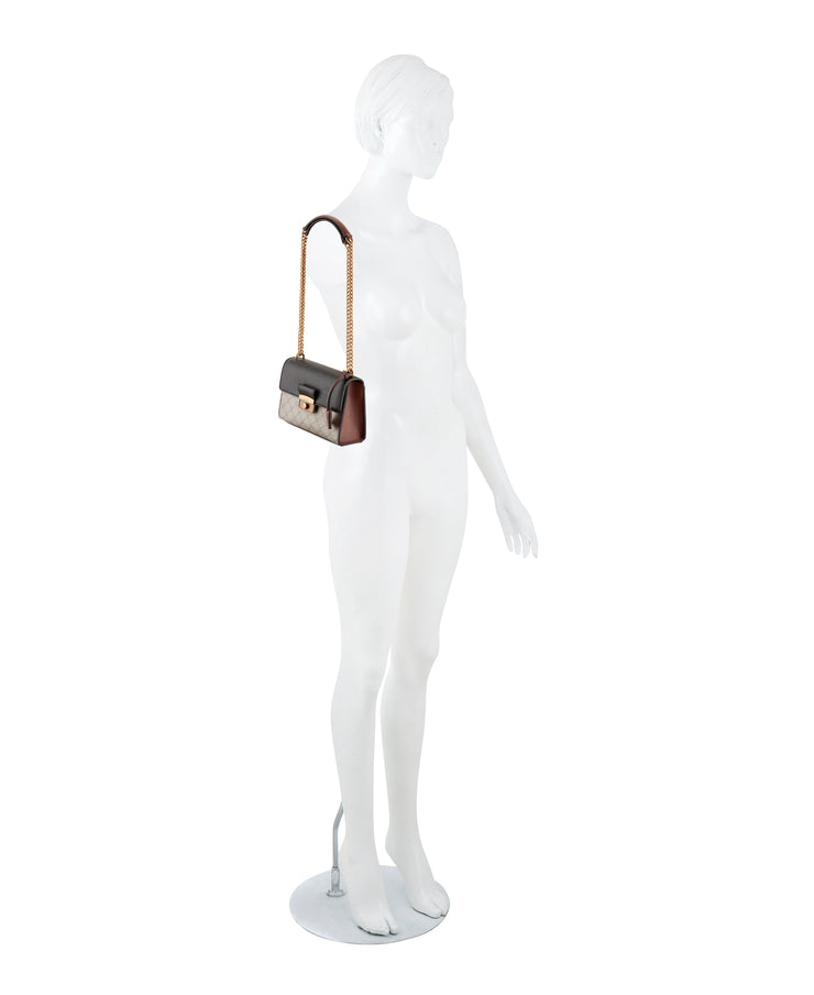 Thatcher Mini Convertible Flap Beige Logo Black