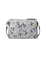 Angelina 3 Compartment Xbody Navy Floral Logo