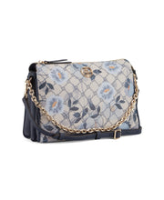 Angelina 3 Compartment Xbody Navy Floral Logo