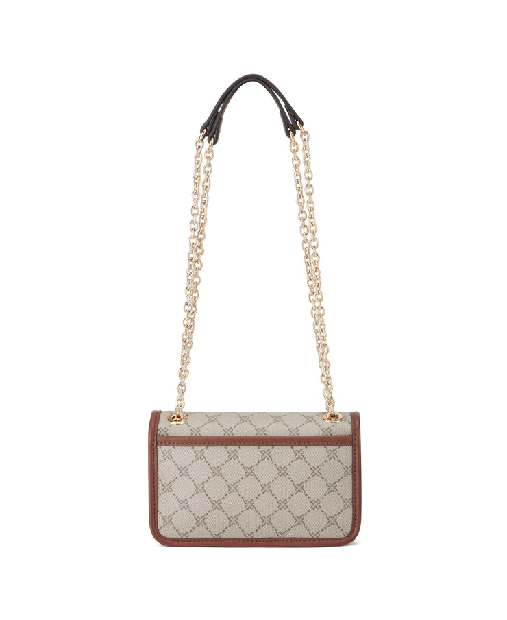 Saoirse Mini Cnvrtbl Xbdy Flap Beige Logo Mahogany