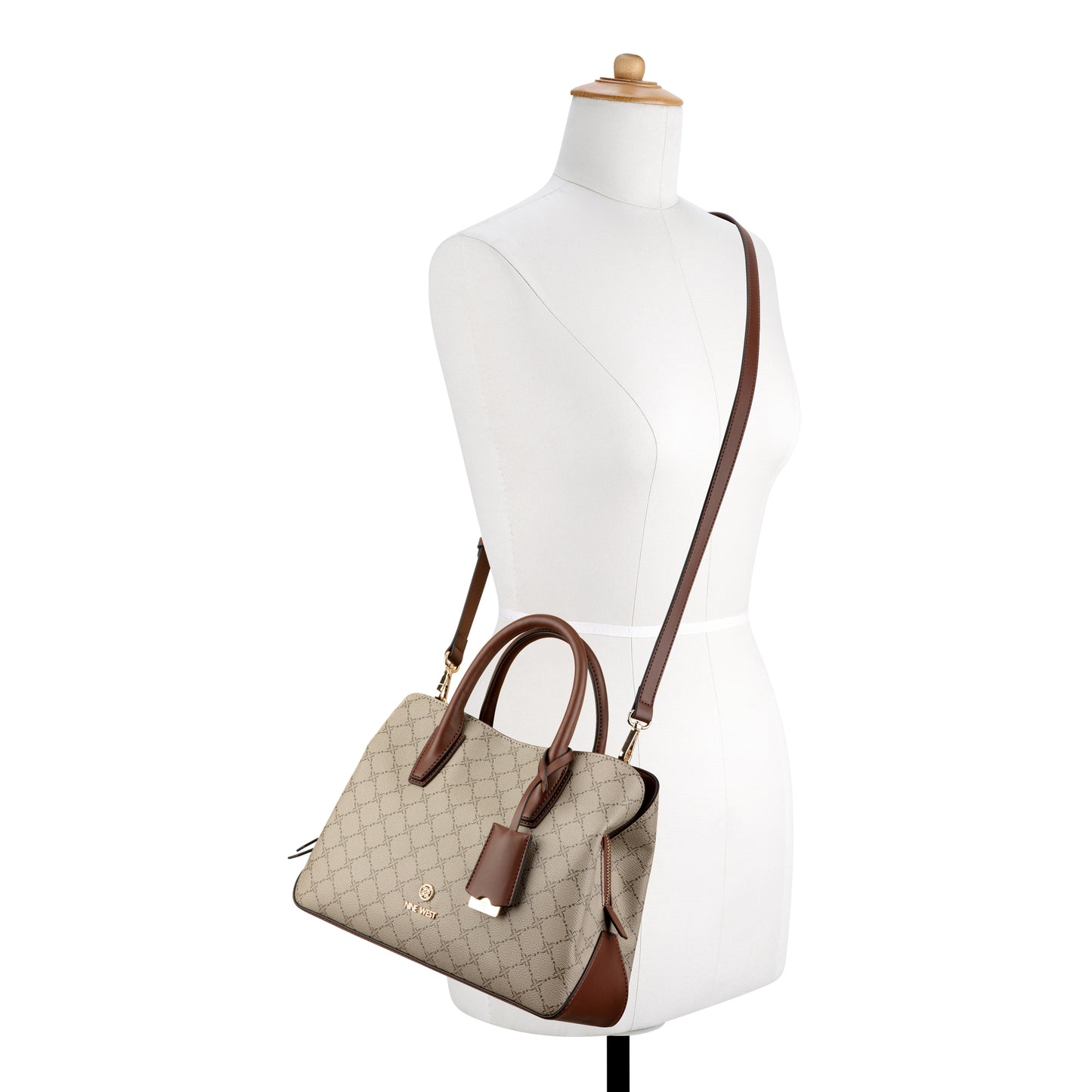 Cartera Satchel Lakelyn Crema/Chocolate