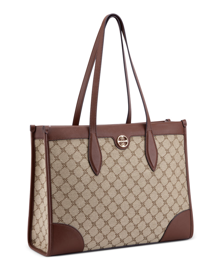Kyelle Jet Set Tote Mocha Logo Mahogany