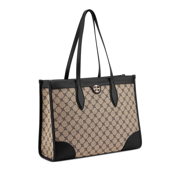 Kyelle Jet Set Tote Natural Logo Black