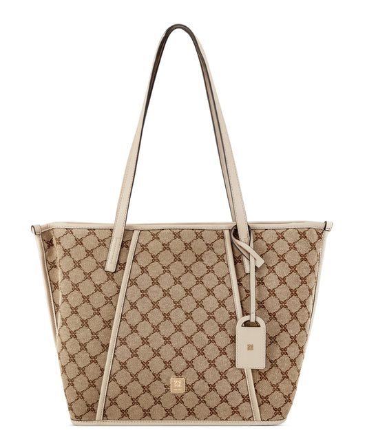 Cartera Nine West Quincie 3 Comp Tote-Mocha Logo/Beige