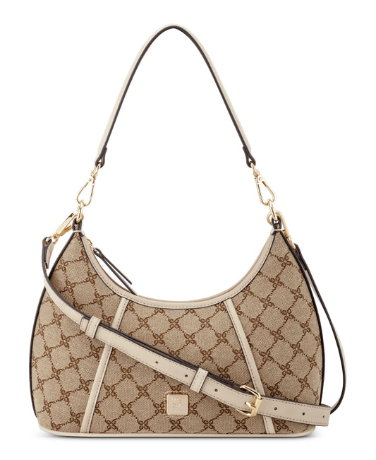 Cartera Nine West Quincie Convertible Shoulder-Mocha Logo/Beige