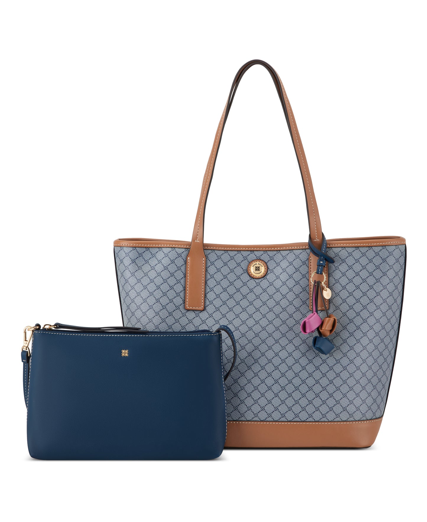 Cartera Nine West Talley 2 In 1 Tote-Chambray Logo/Brandy