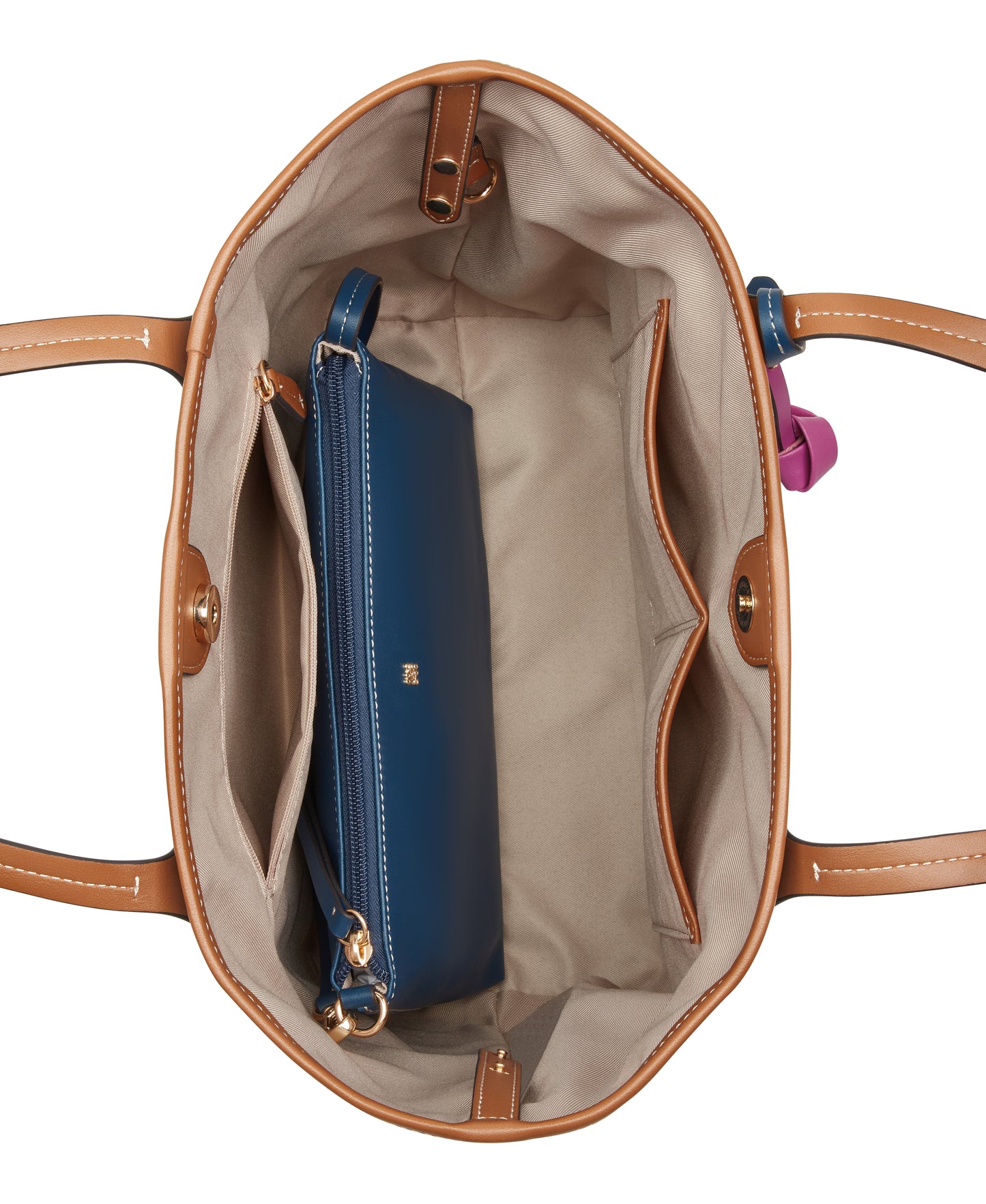 Cartera Nine West Talley 2 In 1 Tote-Chambray Logo/Brandy