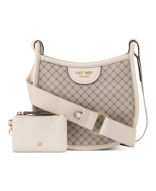 Cartera Nine West Calliope Small Crossbody-Mushroom Logo/Milk