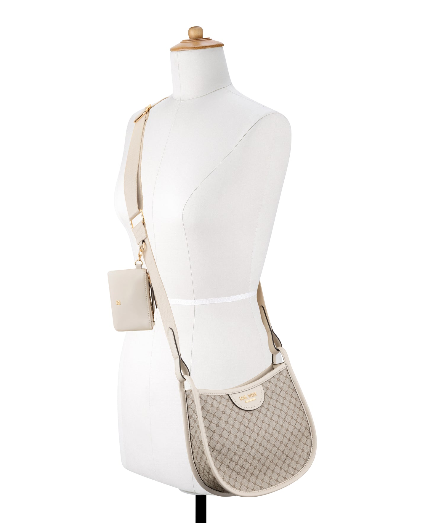 Cartera Nine West Calliope Small Crossbody-Mushroom Logo/Milk