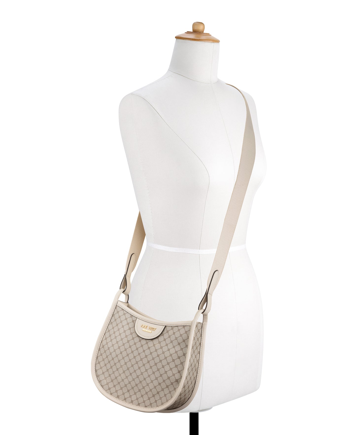 Cartera Nine West Calliope Small Crossbody-Mushroom Logo/Milk