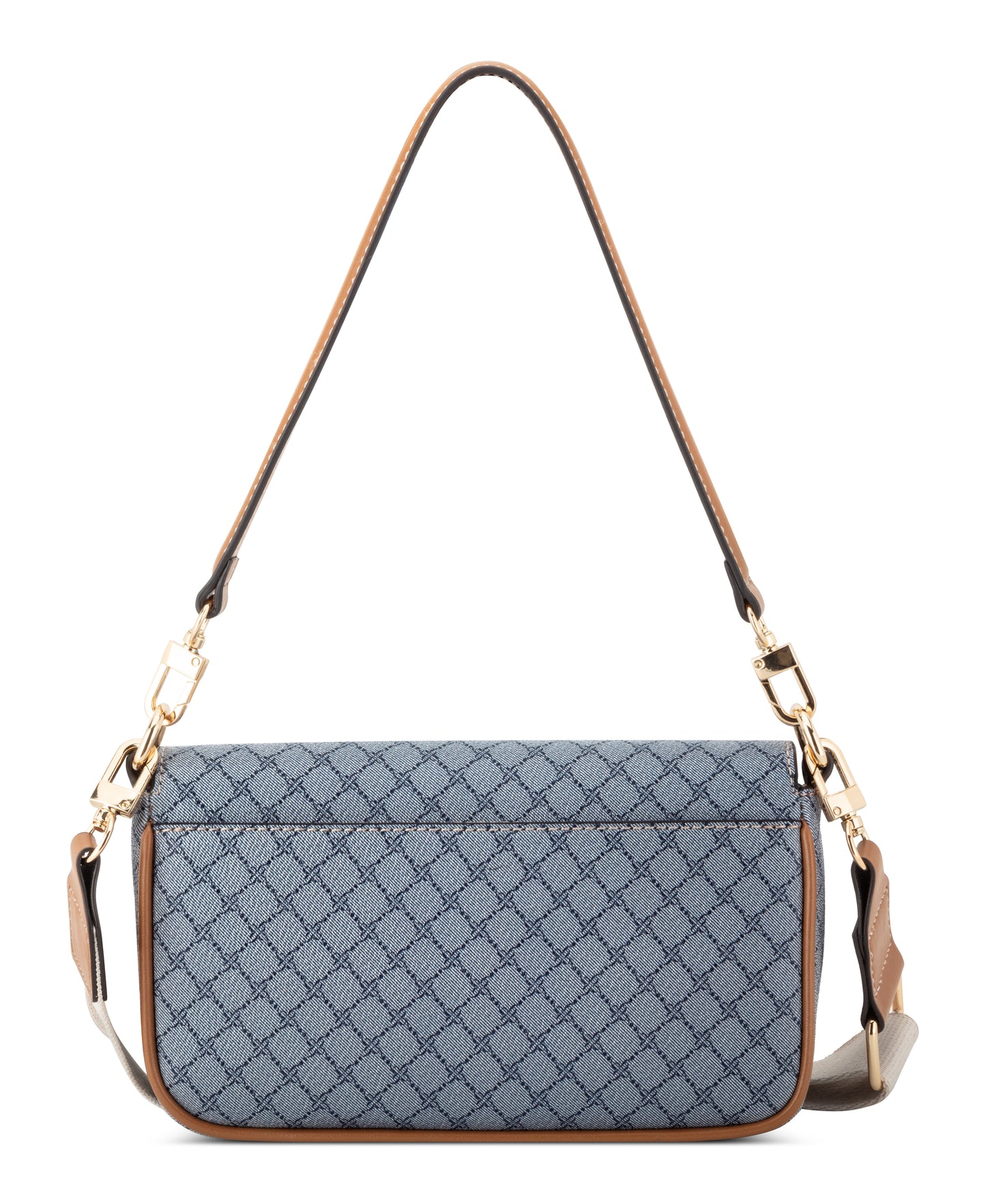 Cartera Nine West Rigina Mini Flap Crossbody-Chambray Logo/Brandy