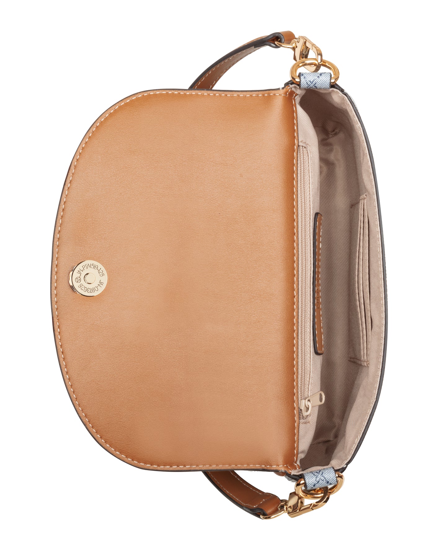 Cartera Nine West Rigina Mini Flap Crossbody-Chambray Logo/Brandy