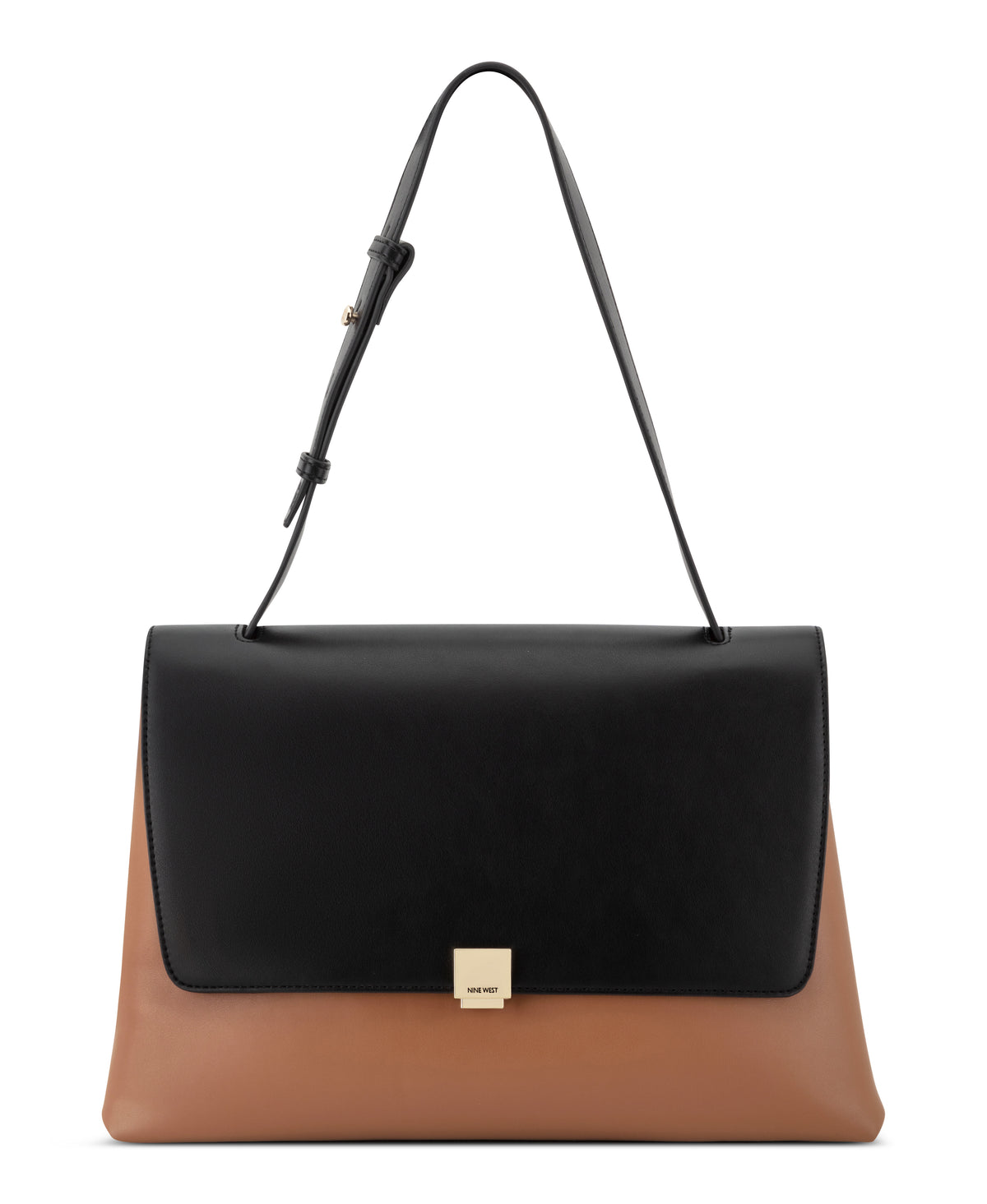 Cartera Nine West Elowyn Lrg Flap Shoulder Bag-Brandy/Black