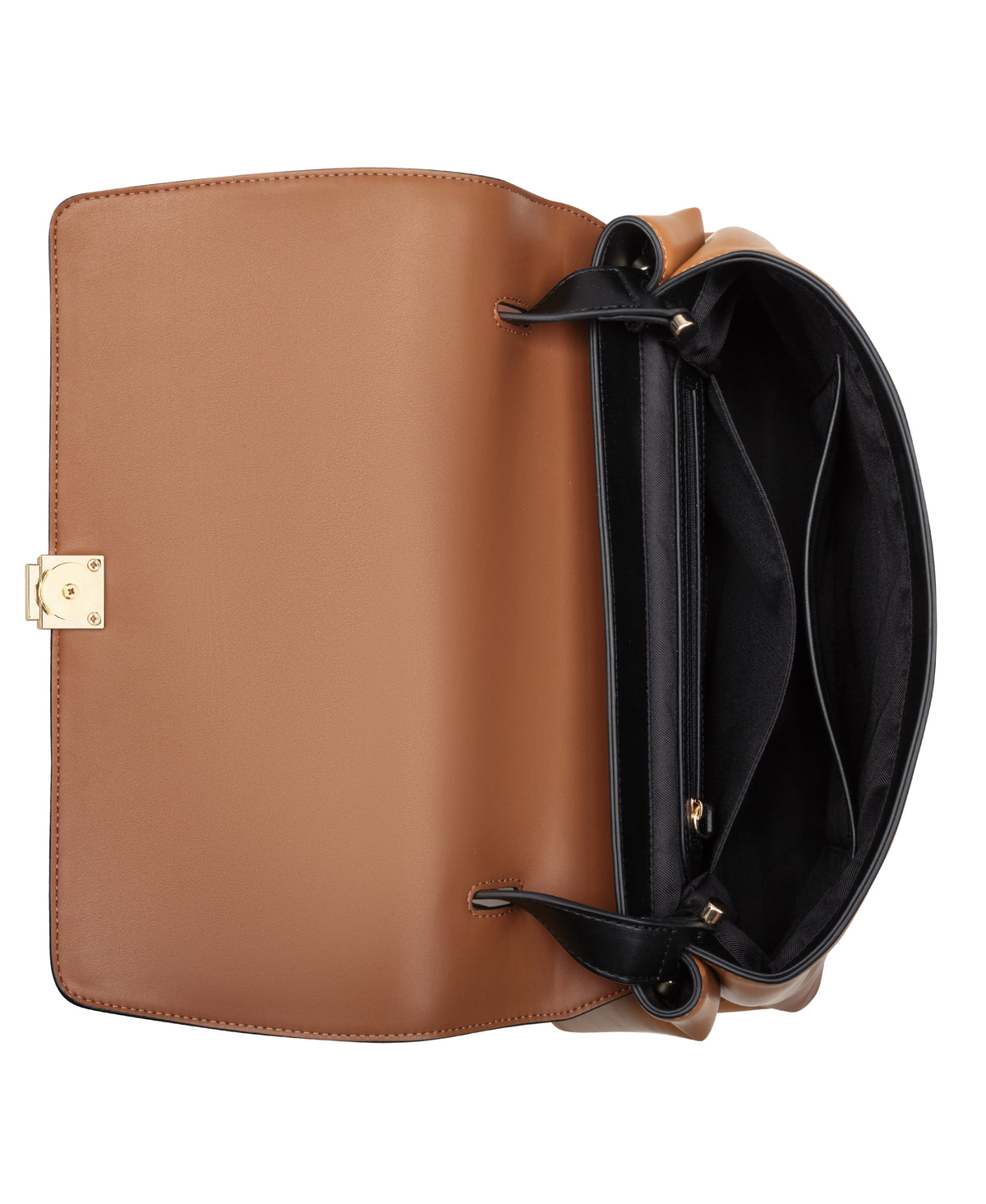 Cartera Nine West Elowyn Lrg Flap Shoulder Bag-Brandy/Black