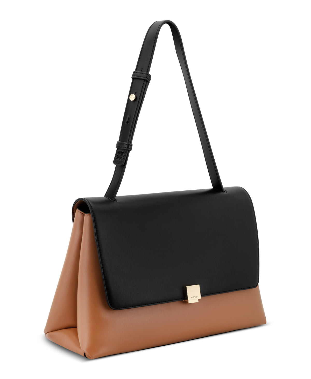 Cartera Nine West Elowyn Lrg Flap Shoulder Bag-Brandy/Black