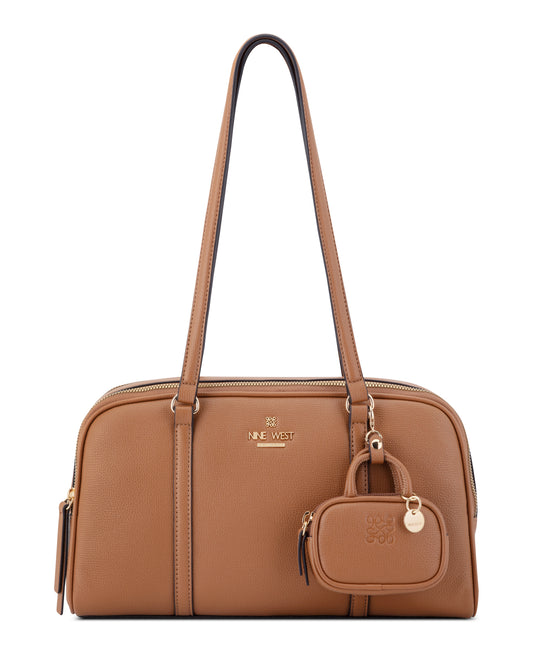 Cartera Nine West Alda Shoulder Satchel-Brandy
