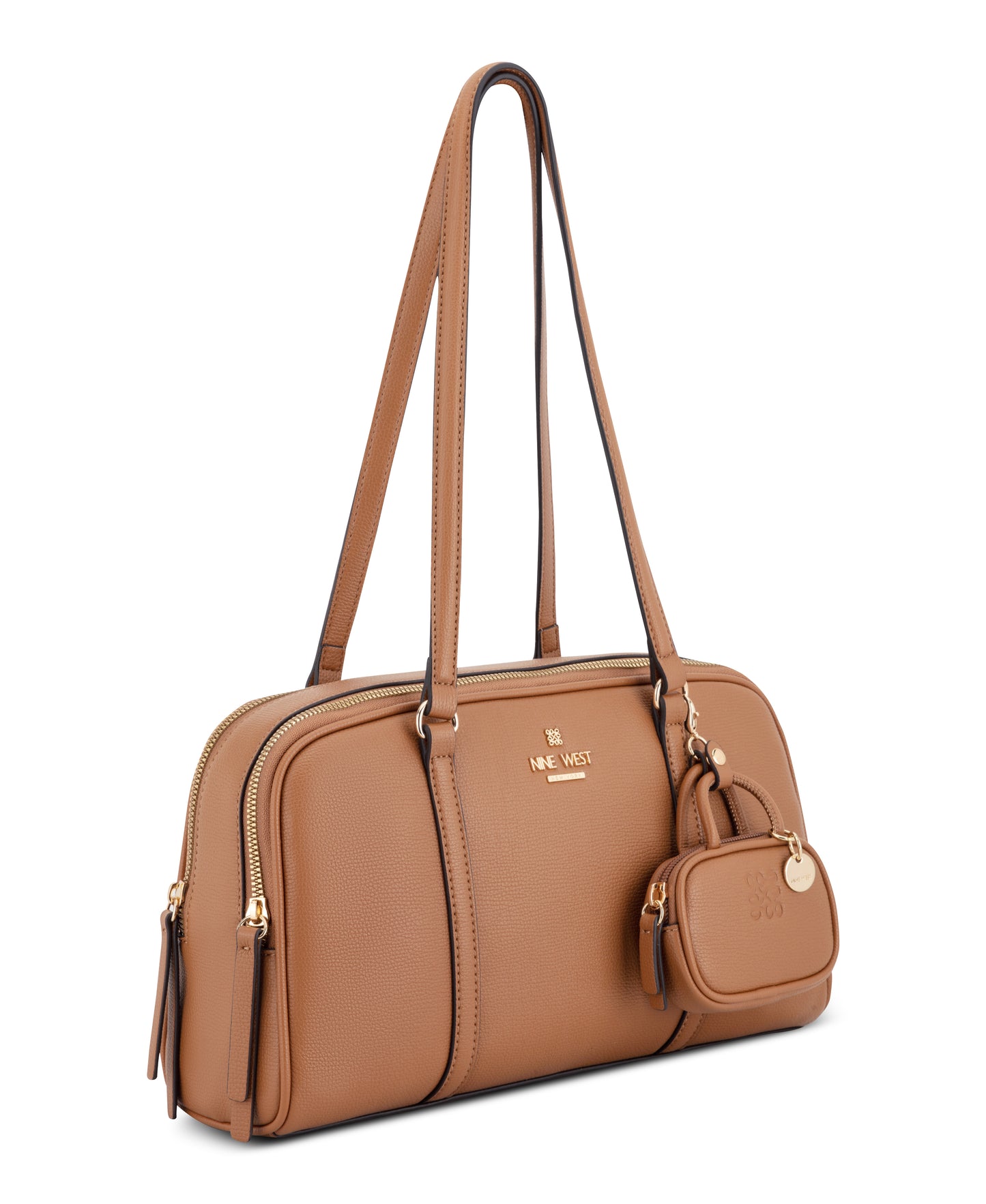 Cartera Nine West Alda Shoulder Satchel-Brandy