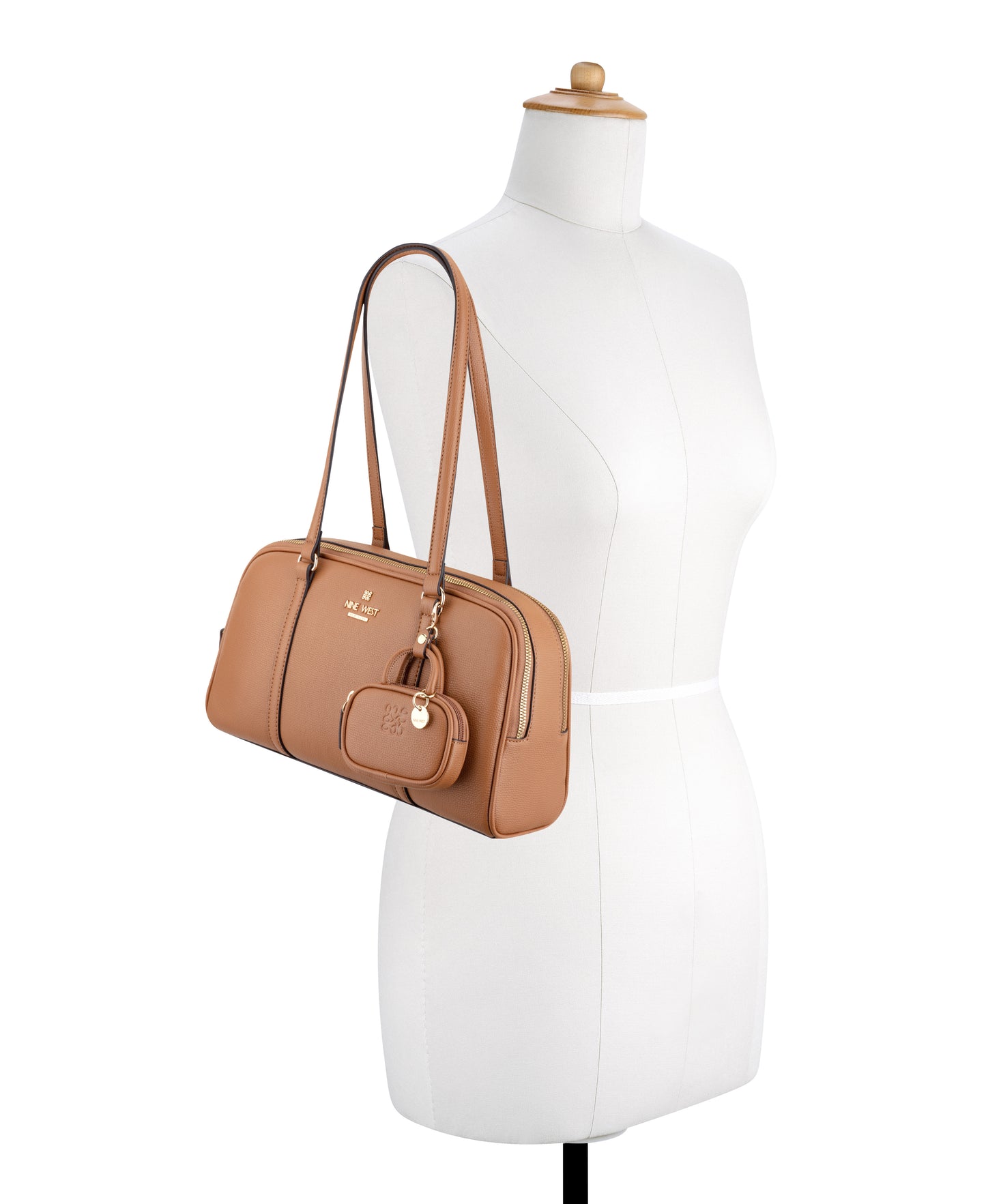 Cartera Nine West Alda Shoulder Satchel-Brandy