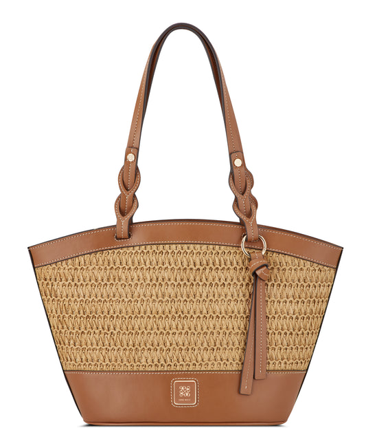 Cartera Nine West Nefi Tote-Natural/Brandy
