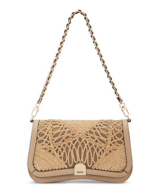 Cartera Nine West Somi Flap Shoulder Bag-Natural