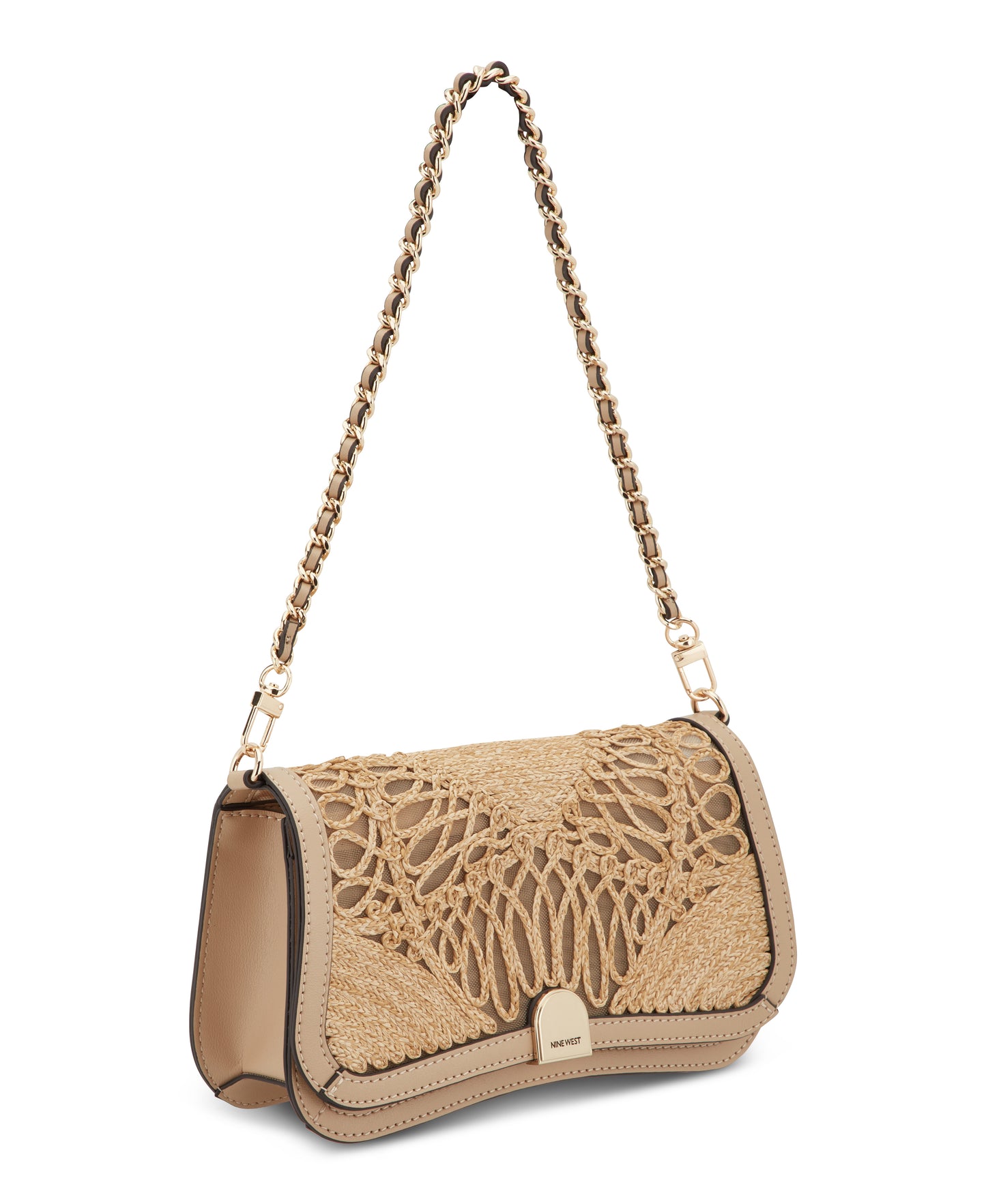 Cartera Nine West Somi Flap Shoulder Bag-Natural