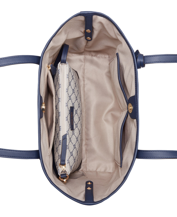 Delaine 2 In 1 Tote Navy Logo