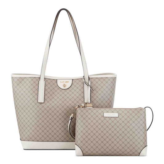 Cartera Tote Teagan Crema/Blanco