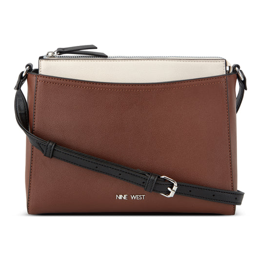 Cartera Zip Crossbody Bowie Crema/Chocolate