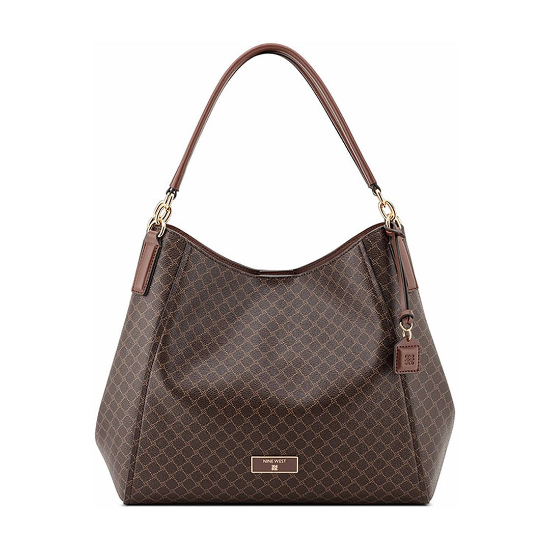 Cartera Nine West 3 Compartment Shoulder Bag Deacon Brown Logo/Mahogany