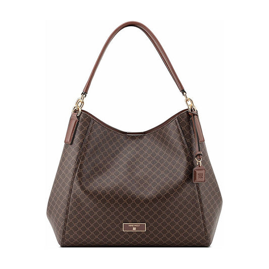Cartera Nine West 3 Compartment Shoulder Bag Deacon Brown Logo/Mahogany