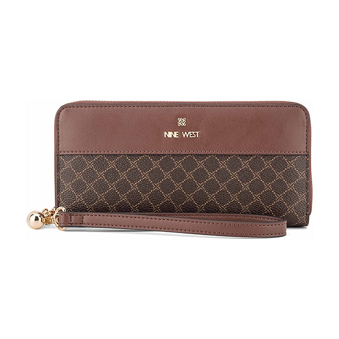 Billetera Nine West SLG Around Wristlet Wallet Marissa Brown Logo/Mahogany