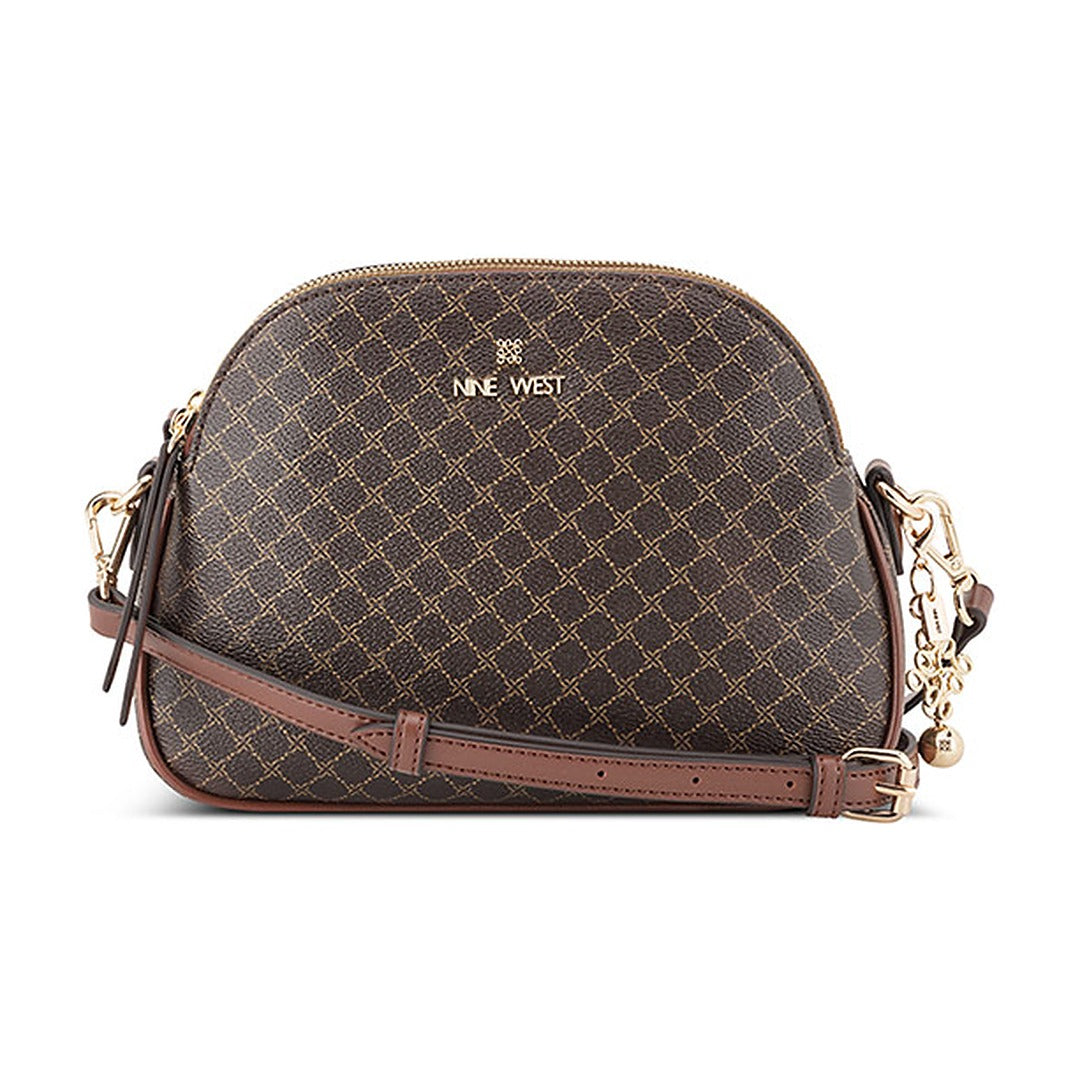 Cartera Nine West Dome Crossbody Calianna Brown Logo/Mahogany