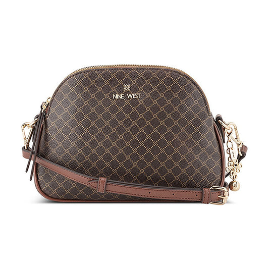 Cartera Nine West Dome Crossbody Calianna Brown Logo/Mahogany